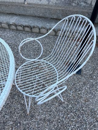 Mesa y 4 Sillas Hierro Blanco