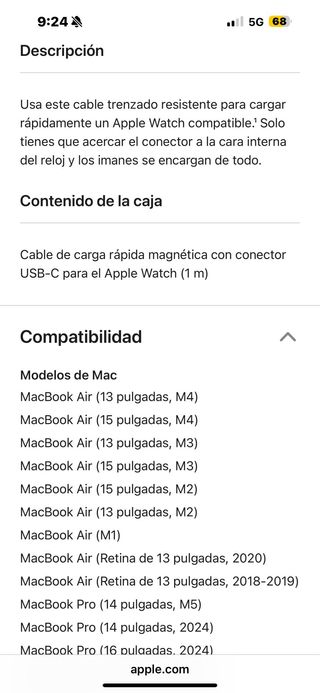 Cargador Magnético Apple Watch USB-C