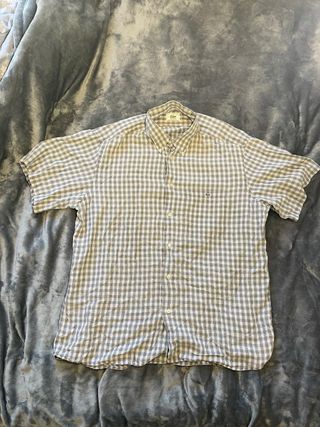 Camisa Lacoste Cuadros Gris y Blanco