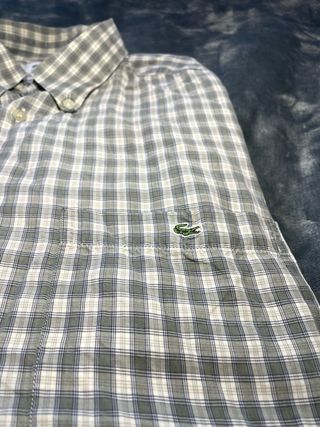 Camisa Lacoste Cuadros Gris y Blanco