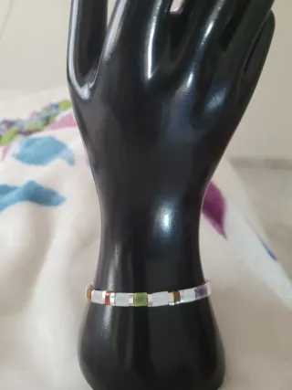 Original pulsera de piedras naturales planas
