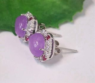 Pendientes Plata 925 Baño Oro Blanco Jade