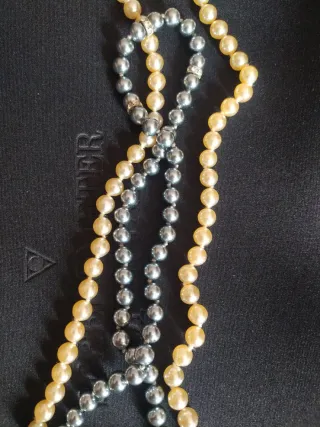 Collana perle finte oro e argento