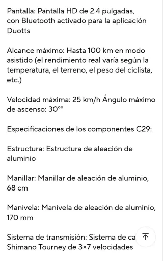 Bicicleta Eléctrica DUOTTS C29