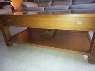 Mesa centro madera y cristal 110x60