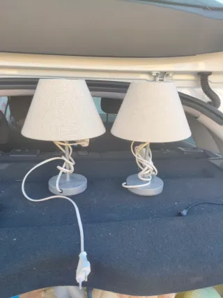 2 Lámparas de mesa tela gris