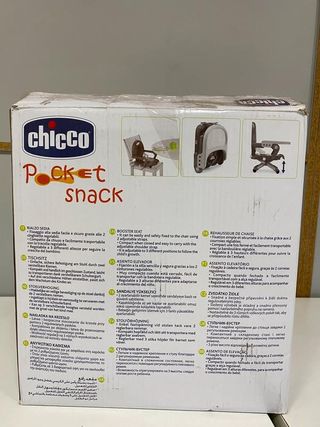 Chicco Pocket Snack Alzador de Silla per Bambini per Mangiare, Adatto da 6 Mesi a 3 Anni (15 kg), Trona da Viaggio Portatile e Regolabile per Neonati, Compatta con Vassoio Smontabile - Grigio (Dark Grey)