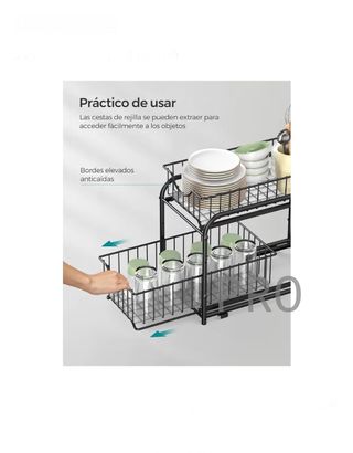 Organizzatore da cucina, ripiano estraibile a 2 livelli