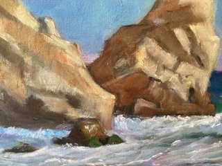 Cuadro al óleo: Mar y rocas