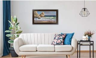Cuadro al óleo: Mar y rocas