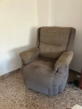 Sillón Eléctrico Reclinable Tela Beige/Marrón