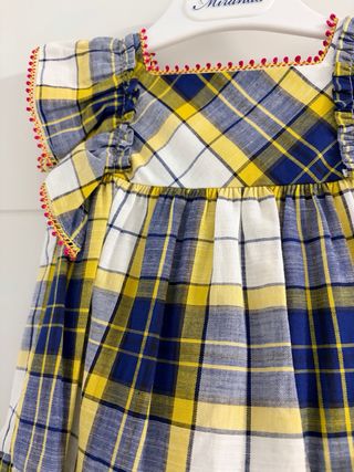 Vestido Miranda cuadros azul y amarillo