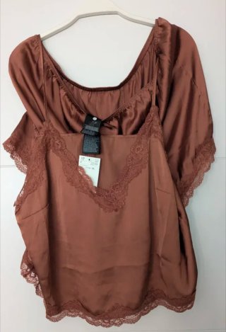 Pijamas cortos H&M encaje marrón o Flores ros