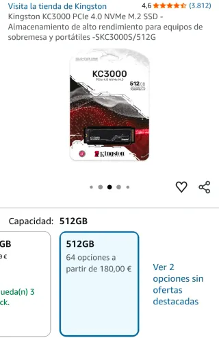 SSD Kingston KC3000 512GB NVMe PCIe Gen4