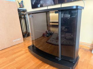 Mesa TV cristal y madera lacada