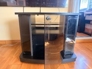 Mesa TV cristal y madera lacada