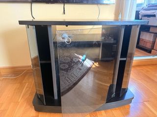Mesa TV cristal y madera lacada