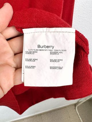 Jersey Burberry Lana Cuello Pico Clásico Rojo