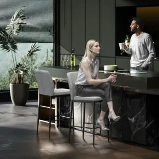 Set di 2 Sgabelli Alti Imbottiti