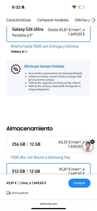 Samsung Galaxy S26 Ultra Azul 512GB