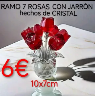 Ramo 7 Rosas Cristal con Jarrón cristal