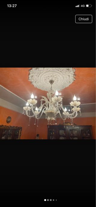 Lampadario cristallo e vetro soffiato