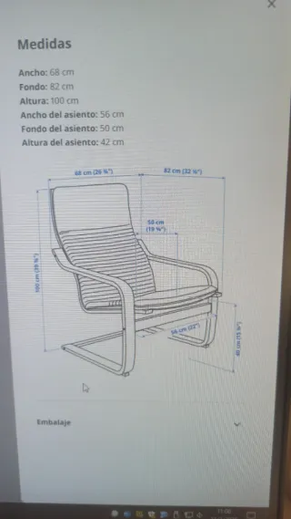 Sillón Ikea Poäng Negro Chapa Abedul