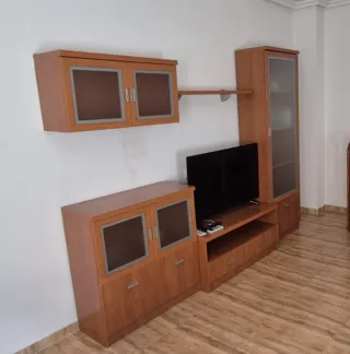 Mueble de salón modular madera y cristal