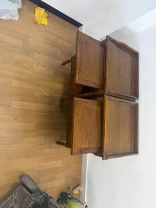 Mesitas auxiliar de madera roble 2 unidades