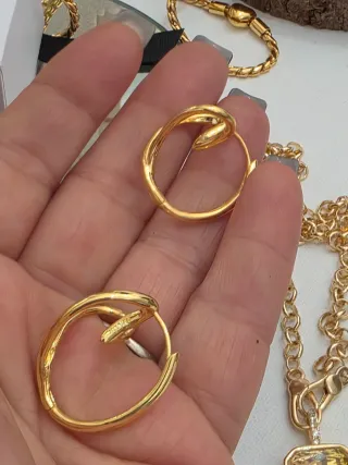 Pendientes Pandora Corazón Orgánico Chapado Oro