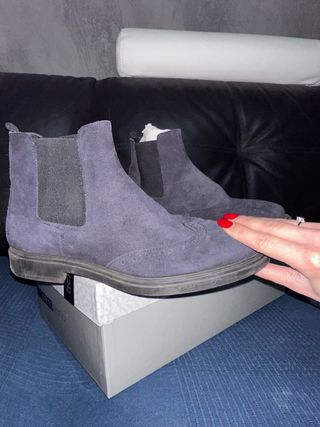 Stivali uomo blu scamosciati