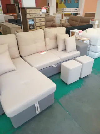 Sofá chaise longue beige y gris