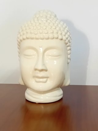 Cabeza de  Buda ceramica Blanca