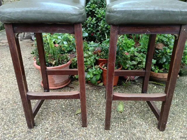 2 Taburetes Madera Vintage