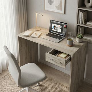 Scrivania PC con Cassetto 90x45 cm Rovere Grigio