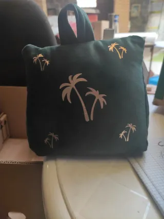 Tope de puerta terciopelo verde palmeras c42