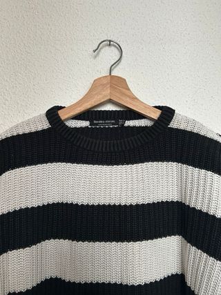 Jersey Bershka Rayas Blanco y Negro Talla Única