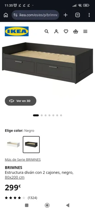Sofá Cama Diván BRIMNES Ikea + Colchón