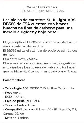 Bielas FSA SLK Carbono