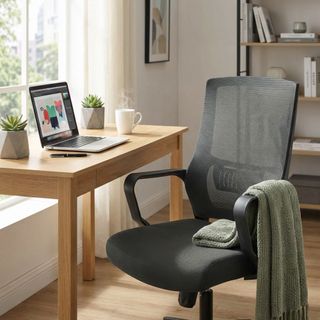 Poltrona Ufficio con Ruote Rete Traspirante Nera