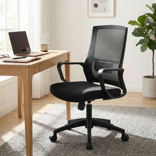 Poltrona Ufficio con Ruote Rete Traspirante Nera