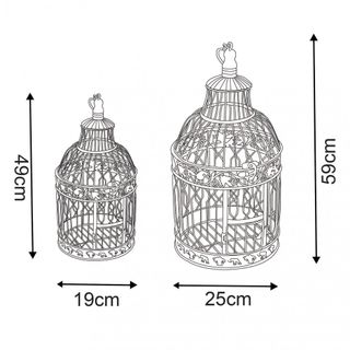 Set 2 Gabbie Portacandele Ferro Bianco Shabby Chic