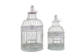 Set 2 Gabbie Portacandele Ferro Bianco Shabby Chic
