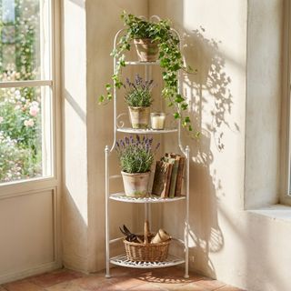 Scaffale Etagere 4 Ripiani Ferro Bianco Provenzale