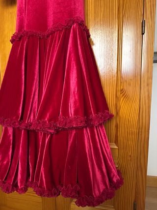 Vestido Flamenco Terciopelo Rojo.