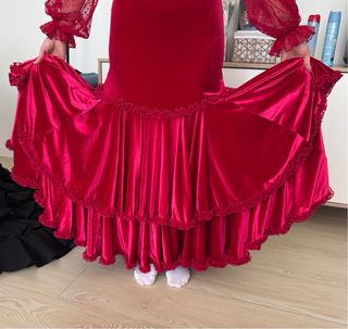 Vestido Flamenco Terciopelo Rojo.
