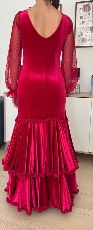 Vestido Flamenco Terciopelo Rojo.