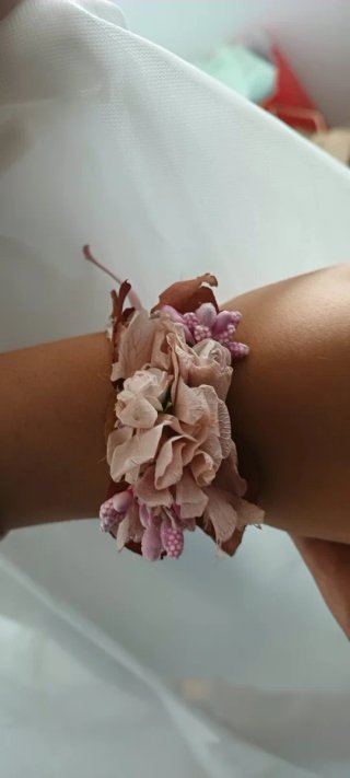 Vestido Primera Comunión Blanco Flores Rosa