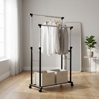 Appendiabiti Doppio Regolabile in Acciaio 160cm