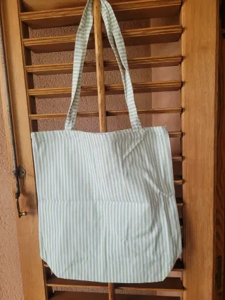 Shopper tela Clinique righe verdi e bianche